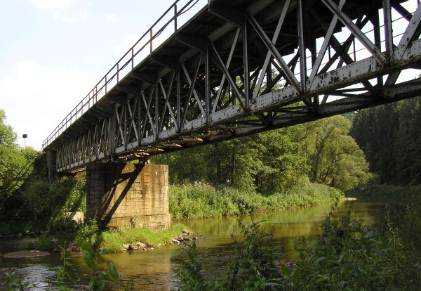 Vodní tok vytvářející souvislý koridor bujné vegetace
