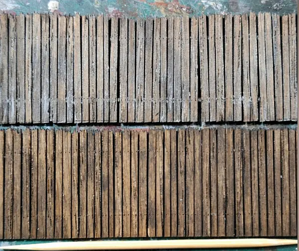 Detail plotu s první vrstvou patiny