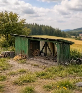 Kůlna s přístřeškem - stavebnice H0