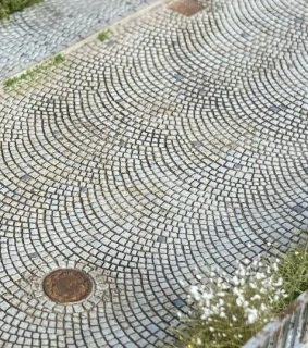 Silnice rovná - kroužková dlažba H0